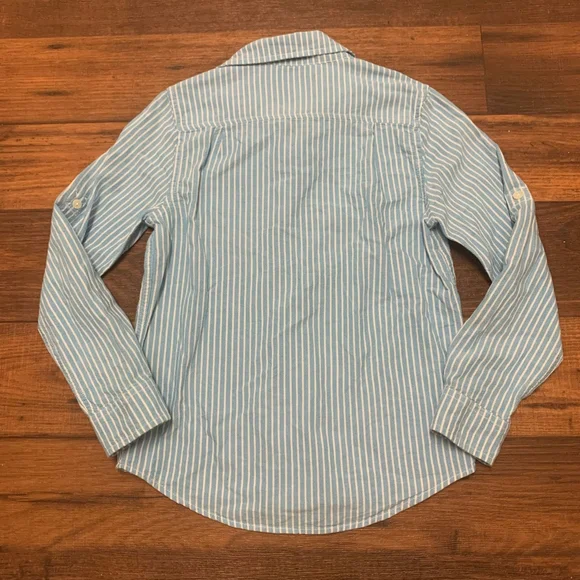 Children Place Boys Striped Blue White Long Sleeve Button-Down Shirt  Size M 7/8 - Picture 2 of 7
